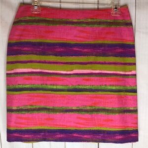NWT Ann Taylor Pink Purple Striped Pencil Skirt Exposed Back Zip Women’s size 6